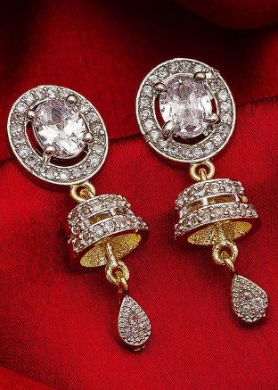 American Diamond Studded Earrings in Silver