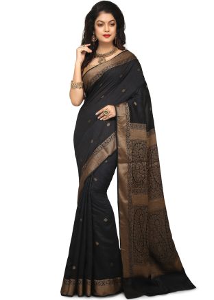 Black Pure Banarasi Silk Woven Saree 