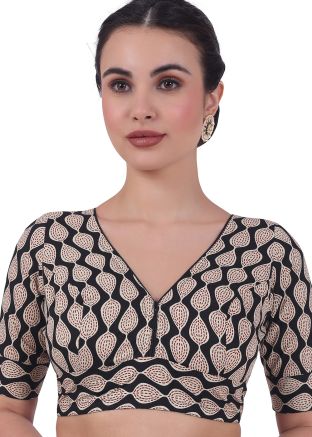 Black Color Cotton Saree Blouse 