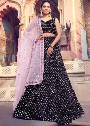 Black Sequins Embellished Lehenga Choli