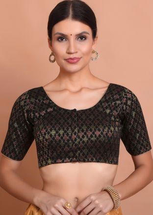 Black Color Brocade Saree Blouse 