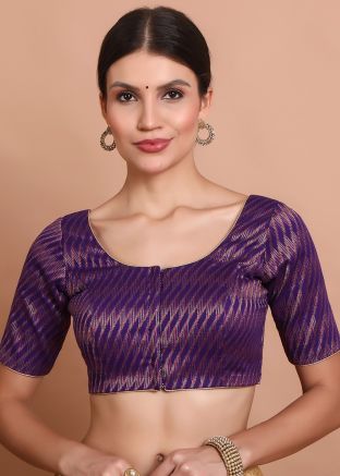 Purple Color Brocade Saree Blouse 