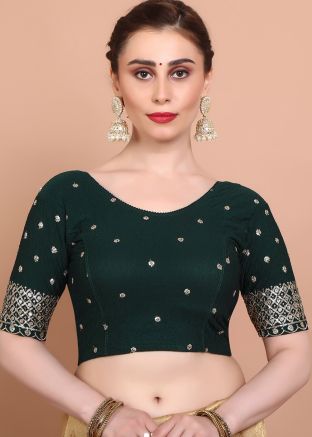 Green Color Lycra Saree Blouse 