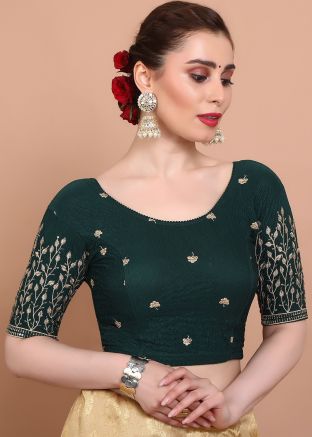 Green Color Lycra Saree Blouse 