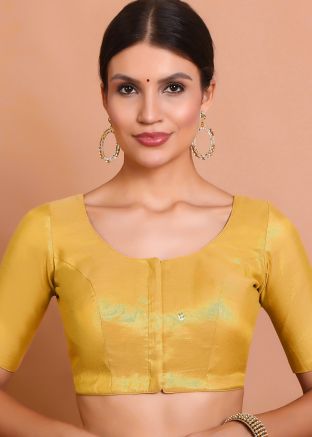 Golden Color Tissue Saree Blouse 