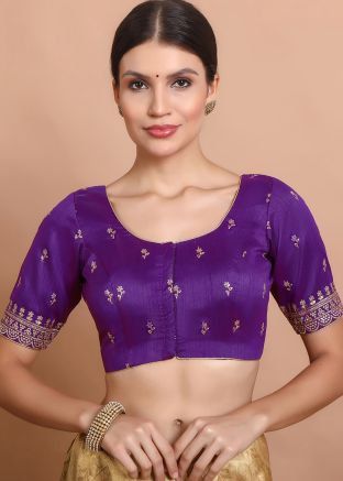 Purple Color Silk Saree Blouse