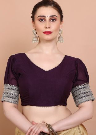 Purple Color Silk Saree Blouse