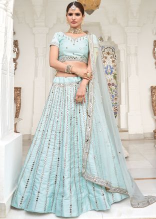Ice  Blue A-Line Lehenga Choli