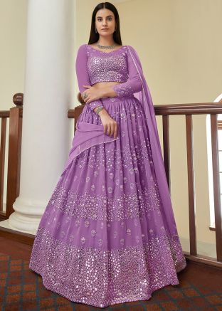 Purple Embroidered Bridesmaid Lehenga Choli With Dupatta