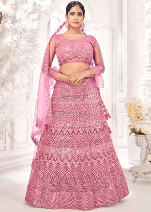Pink Bridesmaid Lehenga Choli With Dupatta