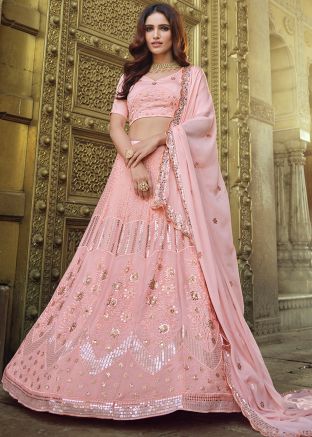 Pink Sequins Embroidered Bridesmaid Lehenga Choli