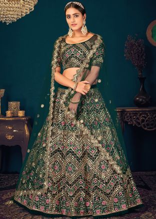 Green Embroidered Bridesmaid Lehenga Choli