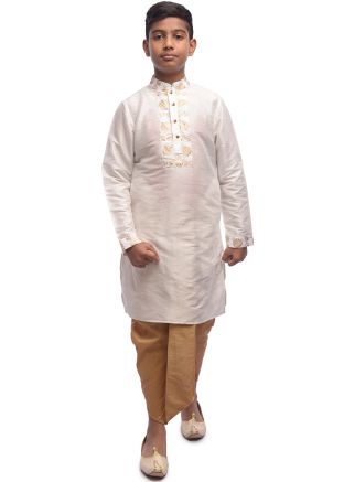 White Readymade Kids Dhoti Kurta Set