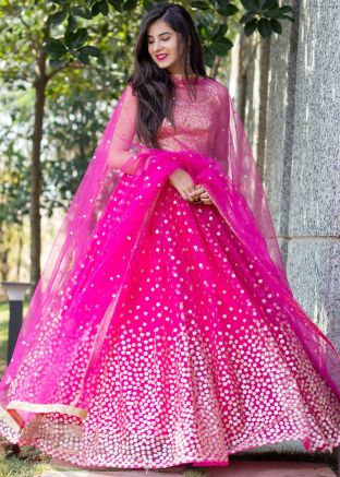 Pink Sequined Bridesmaid Lehenga Choli