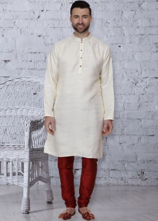 Readymade Cream Bhagalpuri Silk Kurta Pajama