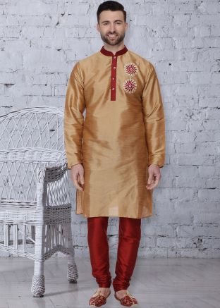 Readymade Brown Dupion Silk Kurta Pajama