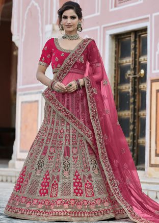 Velvet Pink Lehenga Choli With Hand Work