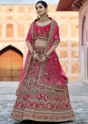 Pink Bridal Hand Embroidered Lehenga Choli