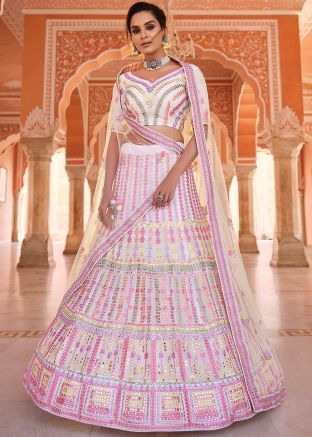 White Embroidered Lehenga Choli With Dupatta