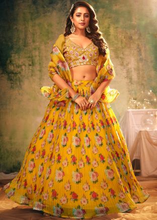 Yellow Digital Printed Lehenga Choli With Dupatta