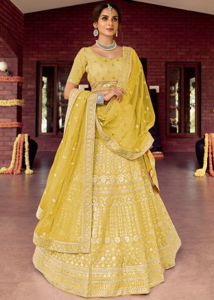 Yellow Zari Embroidered Bridesmaid Lehenga Choli