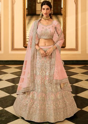 Peach Gota Embroidered Lehenga Choli With Dupatta