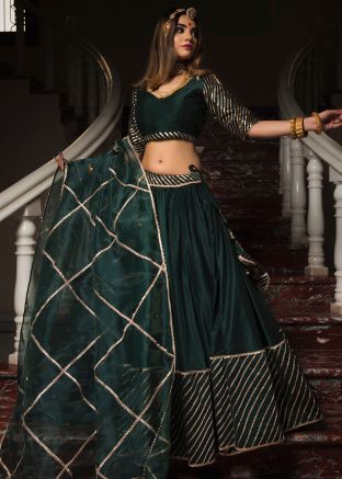 Green Laced Cotton Silk Lehenga Choli