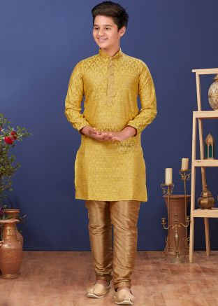 Kids Readymade Kurta Pajama In Yellow