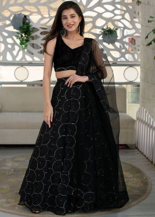 Black Embroidered Organza Lehenga Choli