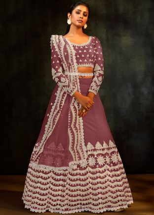 Purple Embroidered Lehenga Choli & Dupatta