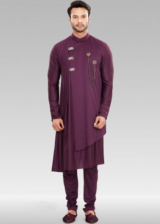 Purple Readymade Lycra Kurta Pajama