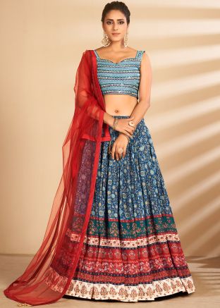 Printed Multicolored Lehenga Choli With Dupatta