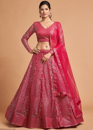 Pink Sequins Embroidered Lehenga Choli