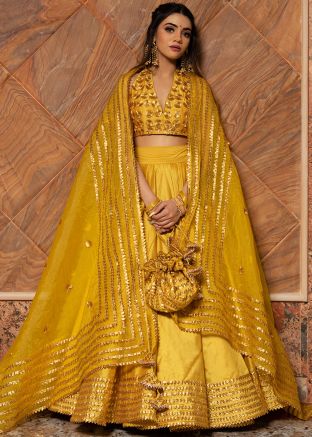 Yellow Gota Embroidered Lehenga Choli