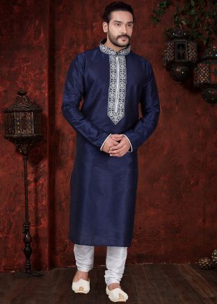 Readymade Navy Blue Kurta Pajama