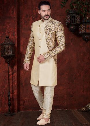 Readymade Cream Indo Western Sherwani