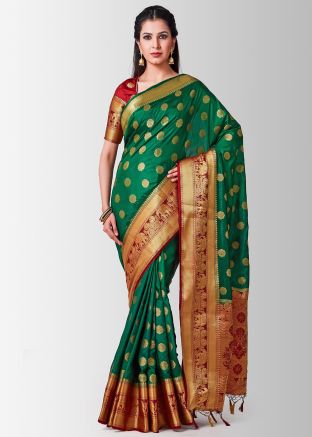 Green Kanchipuram Silk Zari Woven Saree