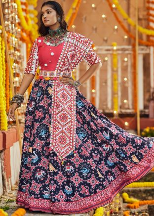 Black Digital Printed Navratri Lehenga Choli & Dupatta