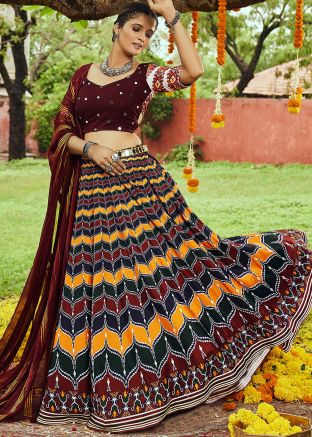 Multicolor Navratri Cotton Lehenga Choli In Digital Print