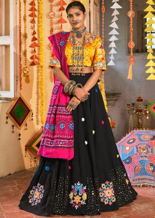 Black Embroidered Lehenga Choli For Navratari