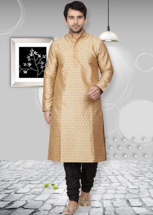 Golden Woven Readymade Kurta Churidar