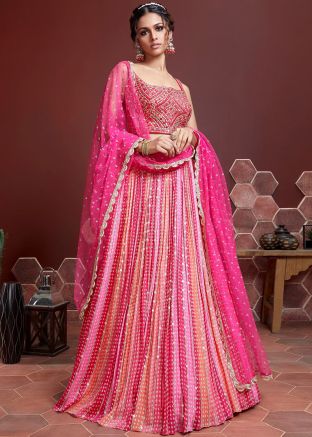 Multicolored Printed Bridesmaid Lehenga Choli