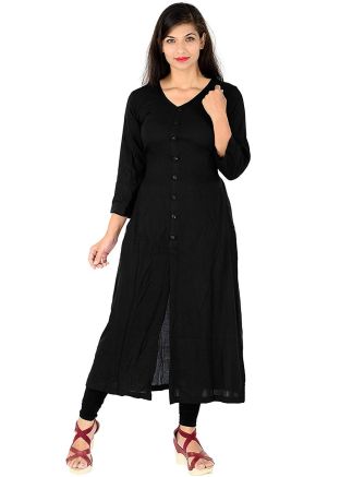 Black Front Slit Readymade Kurta Bottom