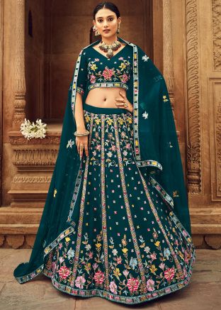 Green Bridesmaid Embroidered Lehenga And Choli