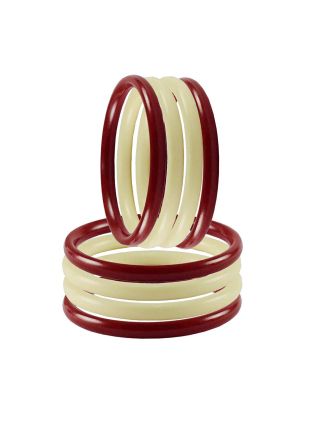 Plain Maroon and Cream Bangle Set