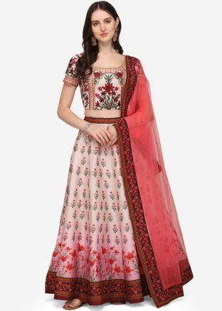 Shaded Pink Bridesmaid Floral Print Lehenga & Choli