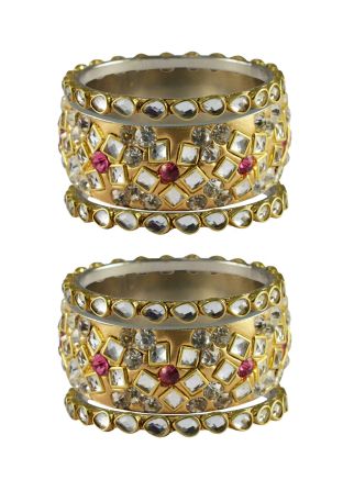 Stone Studded Golden Bangle Set