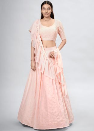 Peach Embroidered Bridesmaid Lehenga & Choli