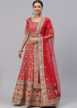 Red Bridal Embroidered Lehenga Choli