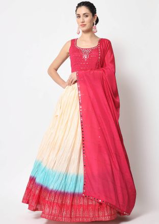 Multicolor Embroidered Lehenga Choli In Chiffon